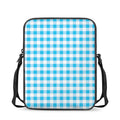 Cyan Blue And White Gingham Print Rectangular Crossbody Bag