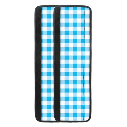 Cyan Blue And White Gingham Print Refrigerator Handle Covers
