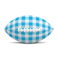 Cyan Blue And White Gingham Print Rugby Ball