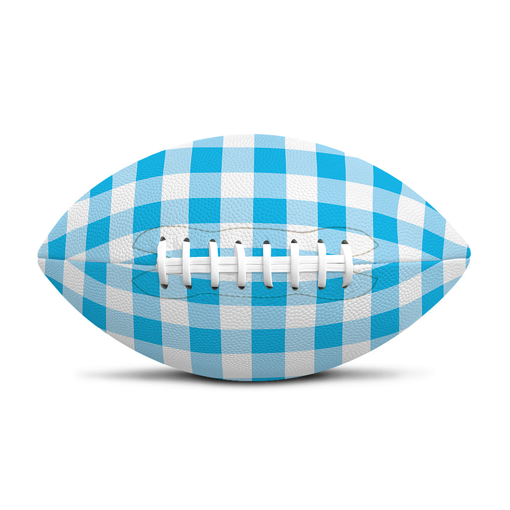 Cyan Blue And White Gingham Print Rugby Ball