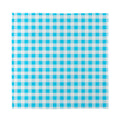Cyan Blue And White Gingham Print Silk Bandana