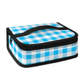 Cyan Blue And White Gingham Print Small Lunch Bag