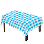 Cyan Blue And White Gingham Print Tablecloth