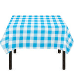 Cyan Blue And White Gingham Print Tablecloth