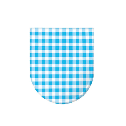 Cyan Blue And White Gingham Print Toilet Lid Cover