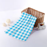 Cyan Blue And White Gingham Print Towel