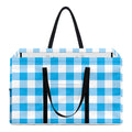 Cyan Blue And White Gingham Print Utility Tote Bag
