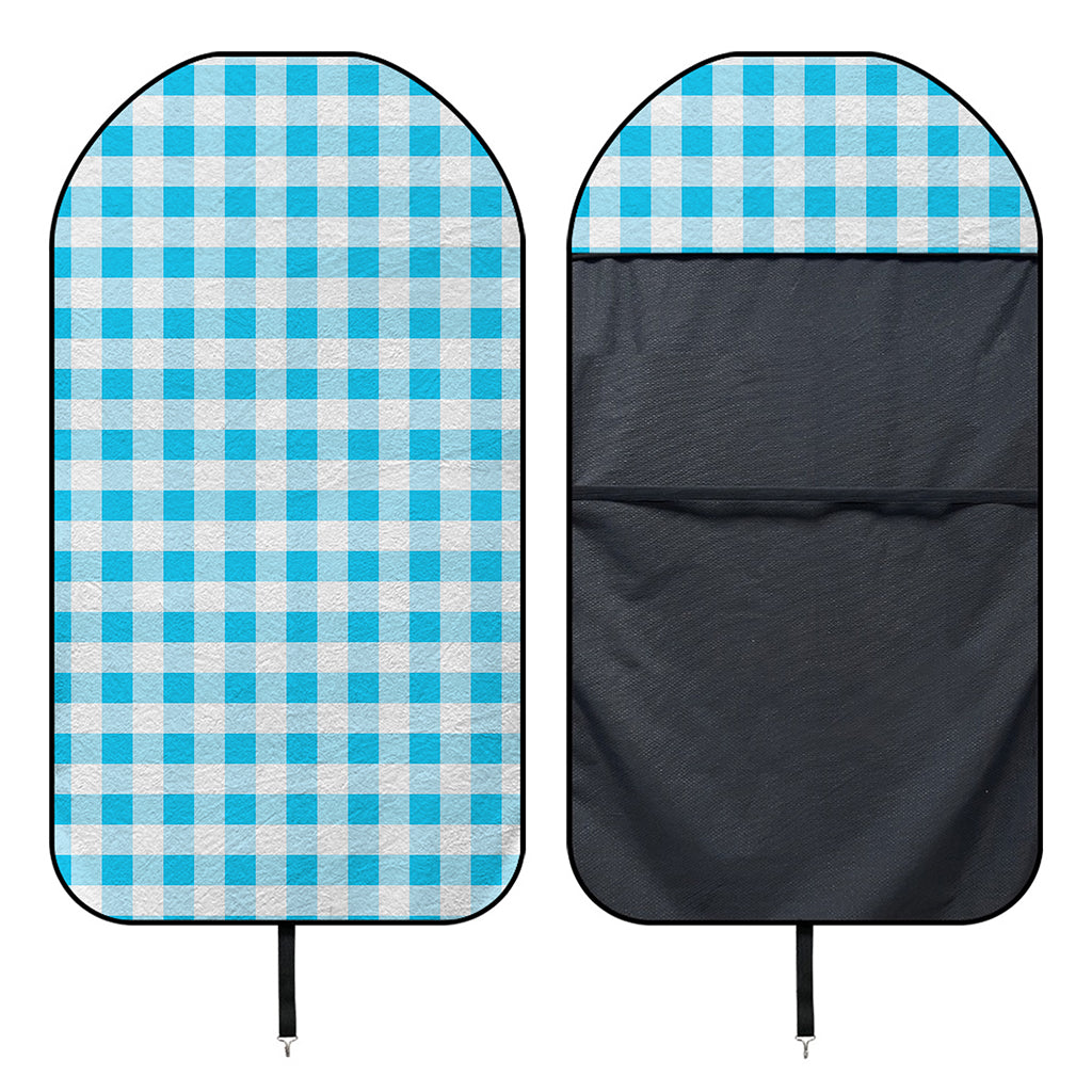 Cyan Blue And White Gingham Print Waterproof Car Seat Cover