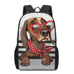 Dachshund With Red Sunglasses Print 17 Inch Backpack