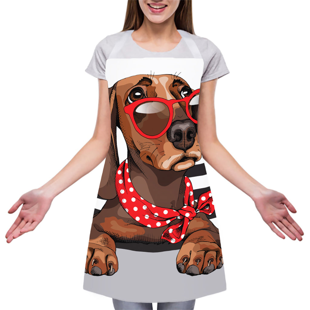 Dachshund With Red Sunglasses Print Adjustable Apron