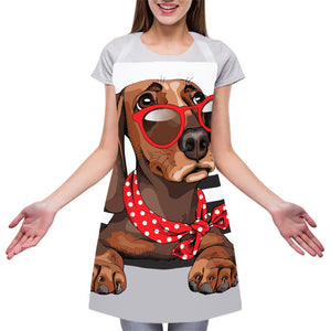 Dachshund With Red Sunglasses Print Adjustable Apron