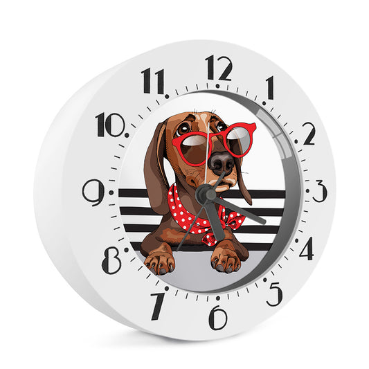 Dachshund With Red Sunglasses Print Alarm Clock