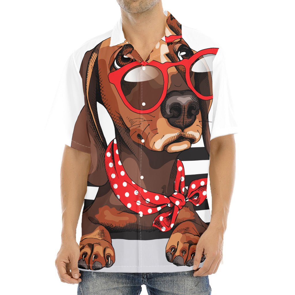 Dachshund With Red Sunglasses Print Aloha Shirt