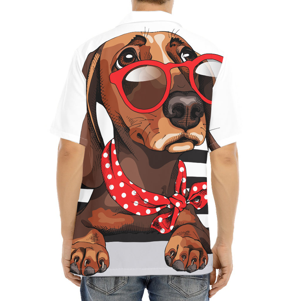 Dachshund With Red Sunglasses Print Aloha Shirt