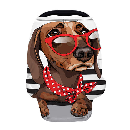 Dachshund With Red Sunglasses Print Baby Seat Cover