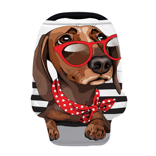 Dachshund With Red Sunglasses Print Baby Seat Cover