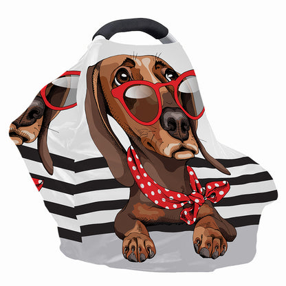 Dachshund With Red Sunglasses Print Baby Seat Cover