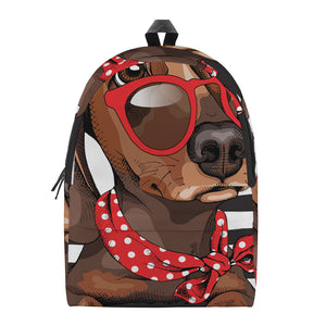 Dachshund With Red Sunglasses Print Backpack