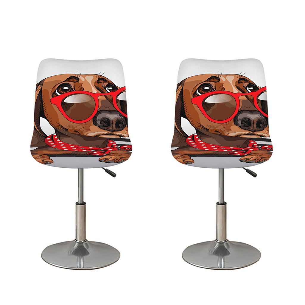 Dachshund With Red Sunglasses Print Bar Stool Covers