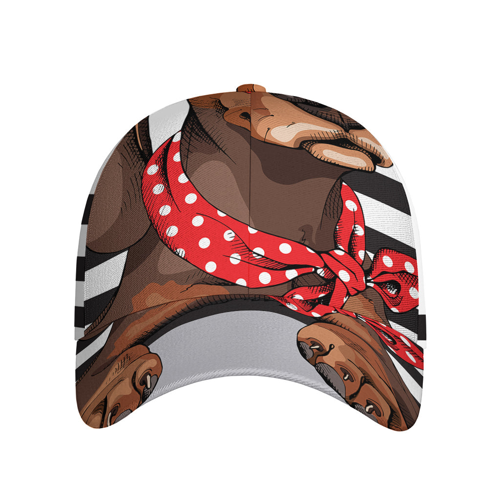 Dachshund With Red Sunglasses Print Baseball Cap