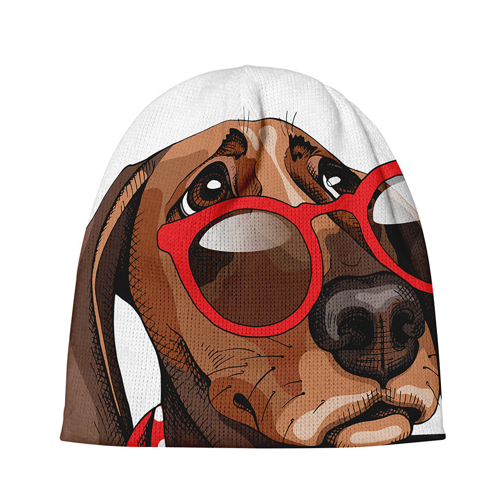 Dachshund With Red Sunglasses Print Beanie