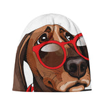 Dachshund With Red Sunglasses Print Beanie