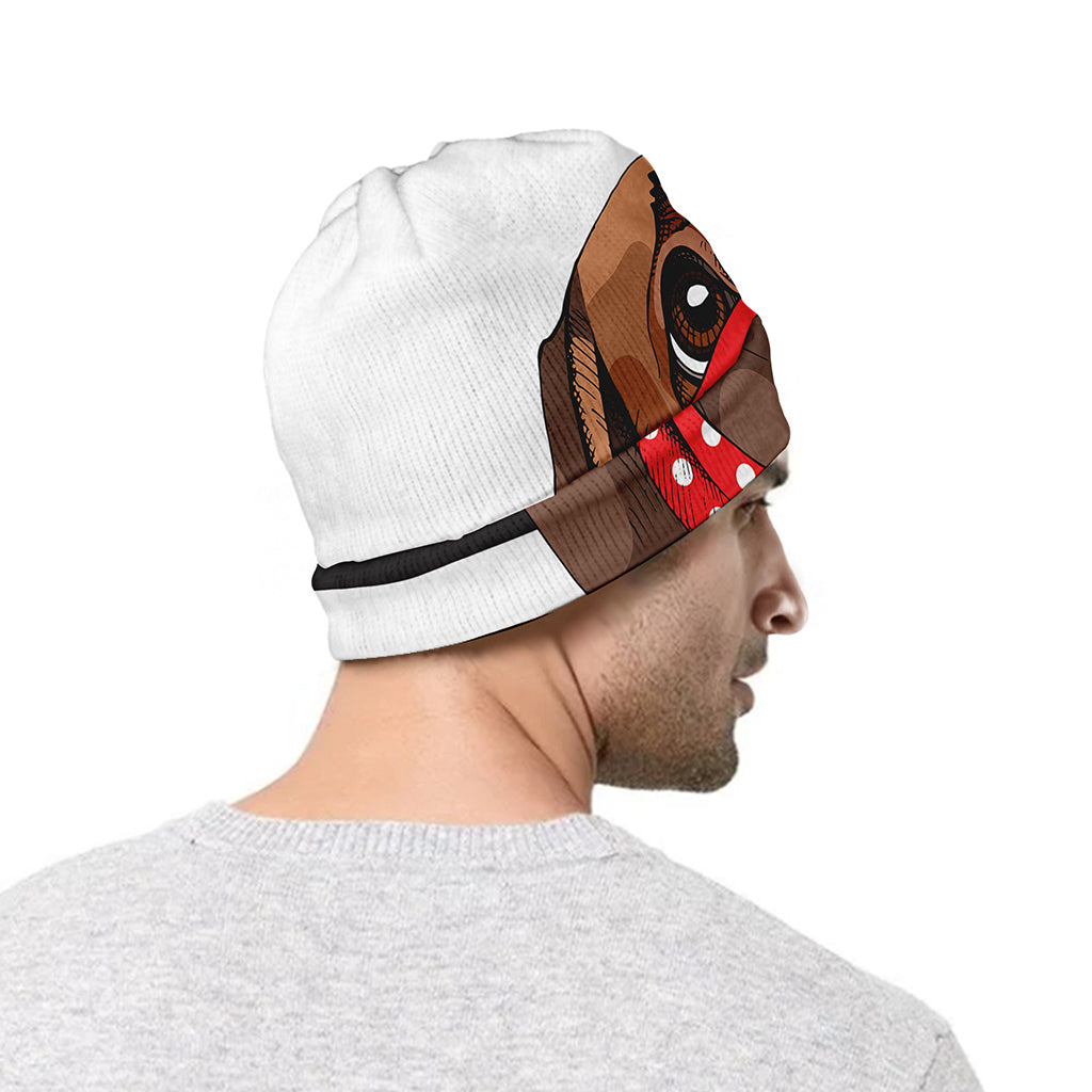 Dachshund With Red Sunglasses Print Beanie