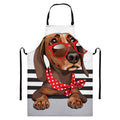 Dachshund With Red Sunglasses Print Bib Apron With Pocket