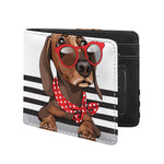 Dachshund With Red Sunglasses Print Bifold Wallet