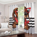 Dachshund With Red Sunglasses Print Dimout Grommet Curtains