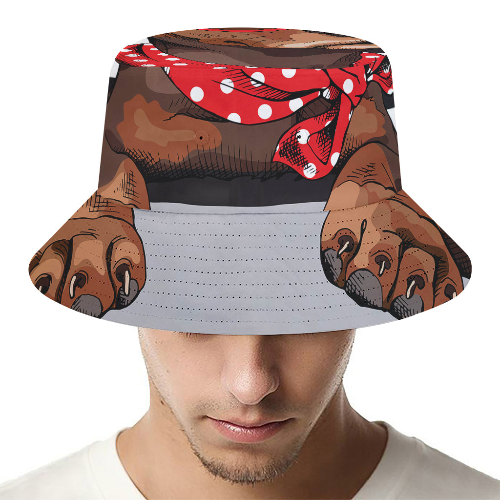 Dachshund With Red Sunglasses Print Bucket Hat