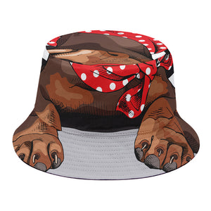 Dachshund With Red Sunglasses Print Bucket Hat