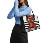 Dachshund With Red Sunglasses Print Canvas Tote Bag