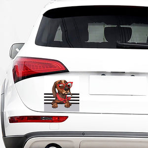 Dachshund With Red Sunglasses Print Car Sticker