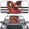 Dachshund With Red Sunglasses Print Car Windshield Sun Shade