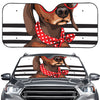 Dachshund With Red Sunglasses Print Car Windshield Sun Shade