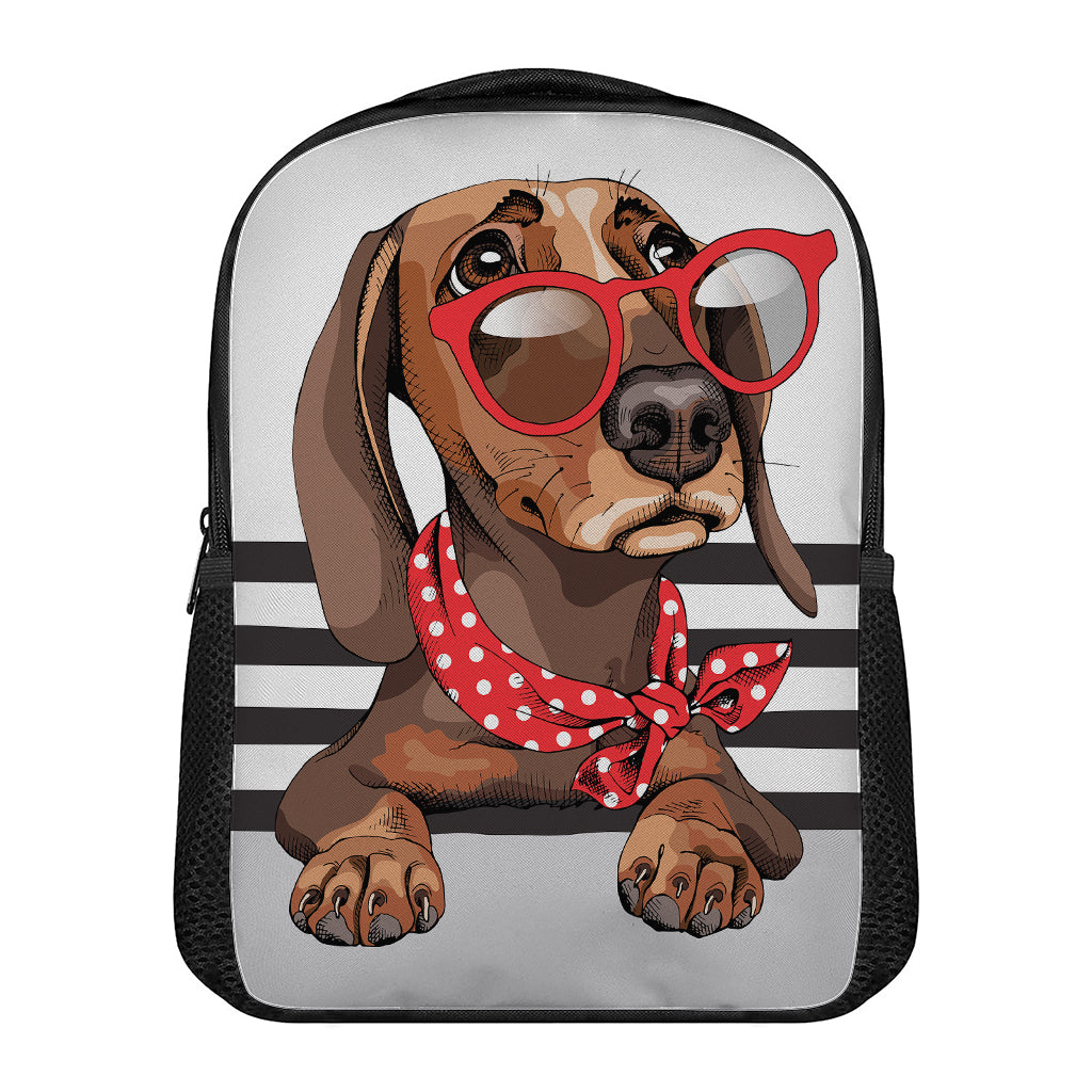 Dachshund With Red Sunglasses Print Casual Backpack