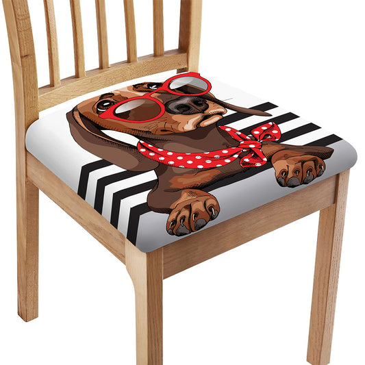 Dachshund With Red Sunglasses Print Chair Cushion Cover