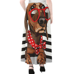 Dachshund With Red Sunglasses Print Chiffon Maxi Skirt