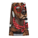 Dachshund With Red Sunglasses Print Cotton Front Slit Maxi Skirt