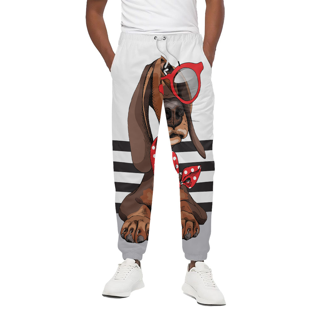 Dachshund With Red Sunglasses Print Cotton Pants