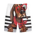 Dachshund With Red Sunglasses Print Cotton Shorts