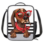 Dachshund With Red Sunglasses Print Crossbody Lunch Bag