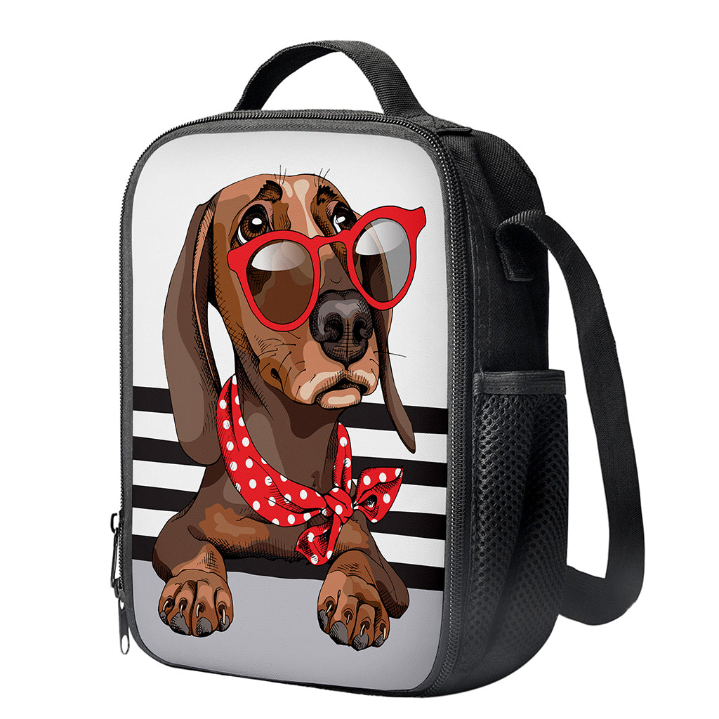 Dachshund With Red Sunglasses Print Crossbody Lunch Bag