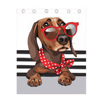 Dachshund With Red Sunglasses Print Curtain