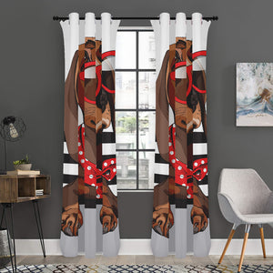 Dachshund With Red Sunglasses Print Curtain