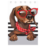 Dachshund With Red Sunglasses Print Curtain