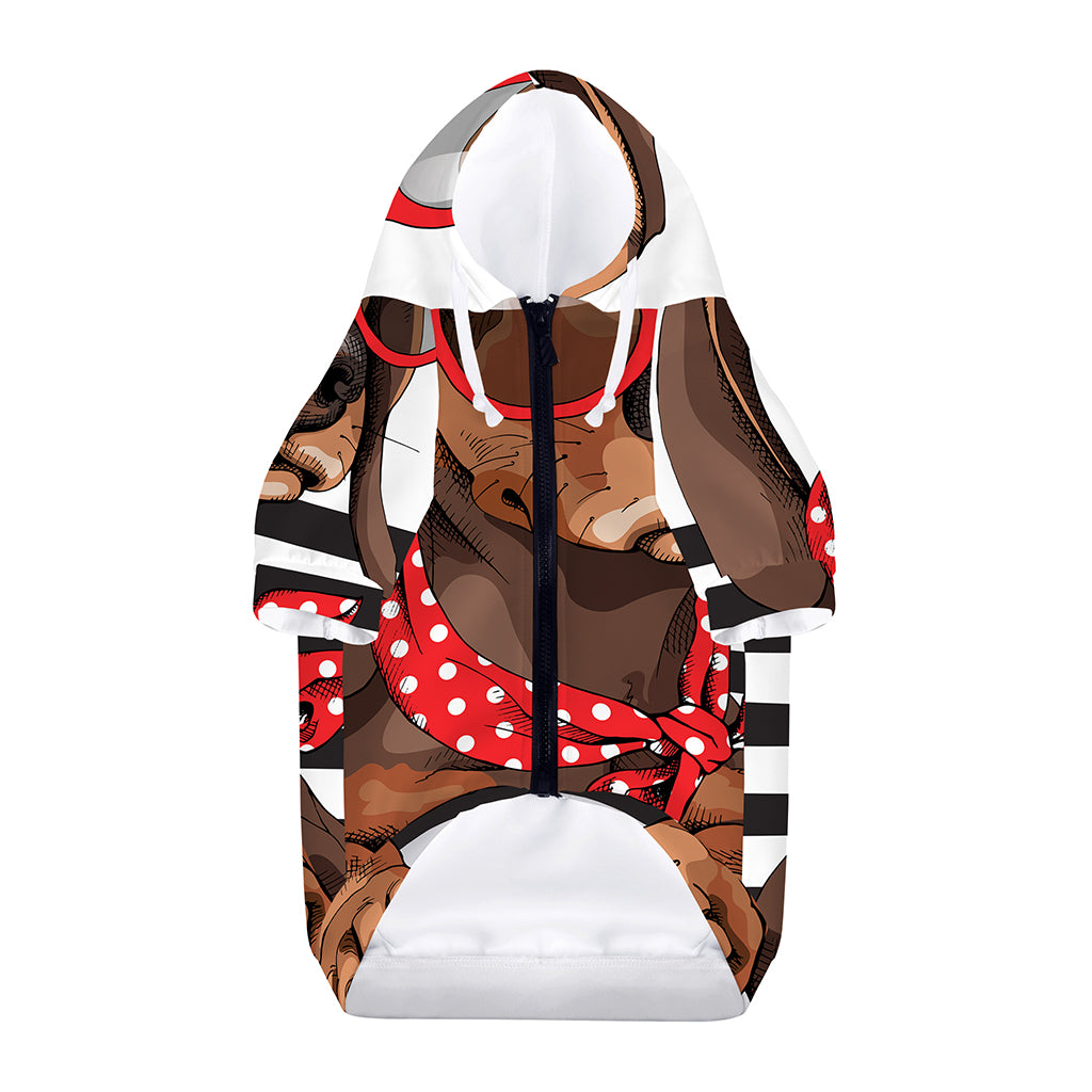 Dachshund With Red Sunglasses Print Dog Zip Up Hoodie