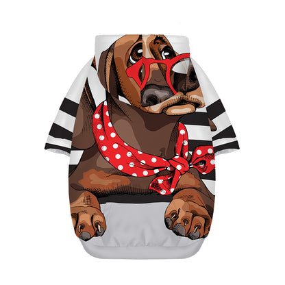 Dachshund With Red Sunglasses Print Dog Zip Up Hoodie