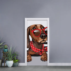 Dachshund With Red Sunglasses Print Door Sticker